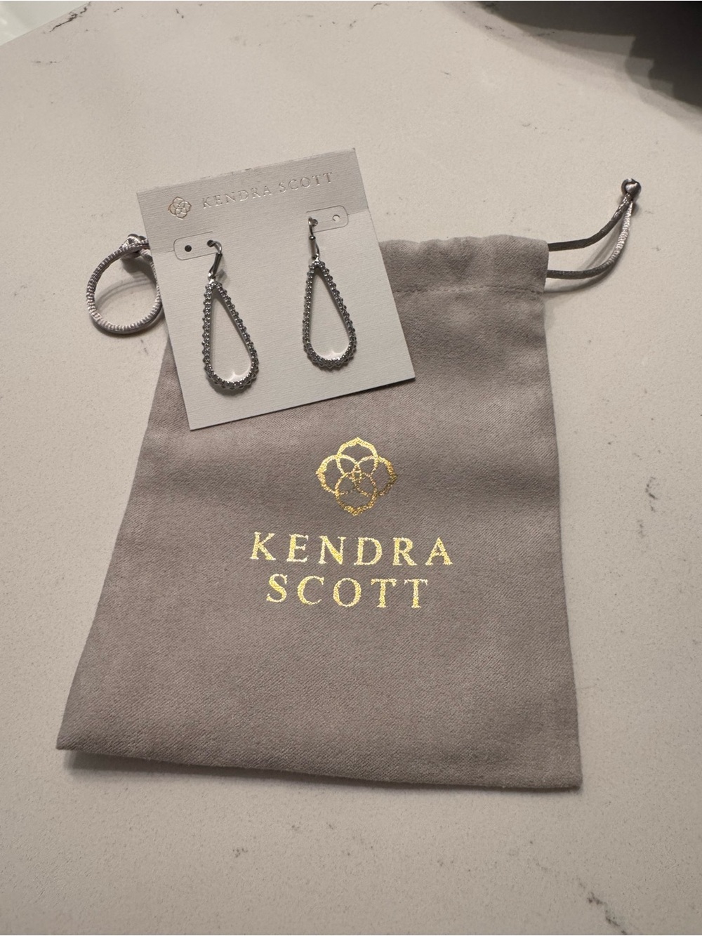 Kendra Scott Silver Teardrop Dangle Earrings